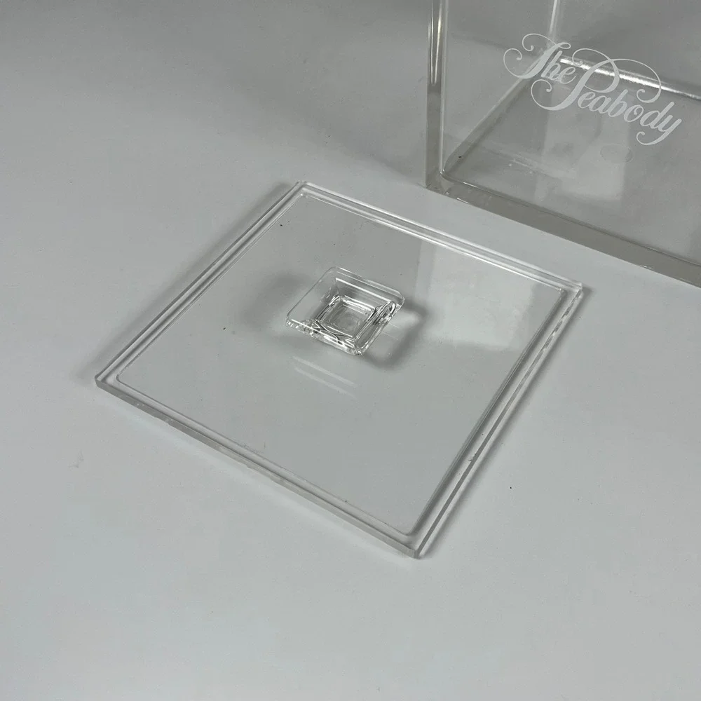 The Peabody Hotel Vintage Clear Acrylic Ice Bucket with Lid and Tongs Square MCM